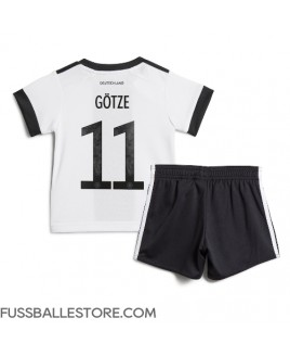 Günstige Deutschland Mario Gotze #11 Heimtrikotsatz Kinder WM 2022 Kurzarm (+ Kurze Hosen)